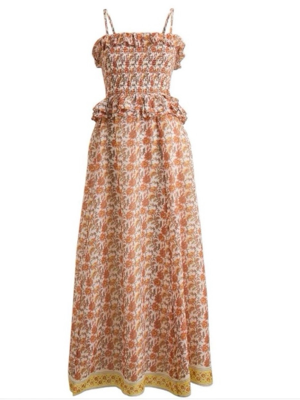 NEW J. Crew 2X Ravenna Sunset Rose Floral Print Smocked Removable Strap Dress